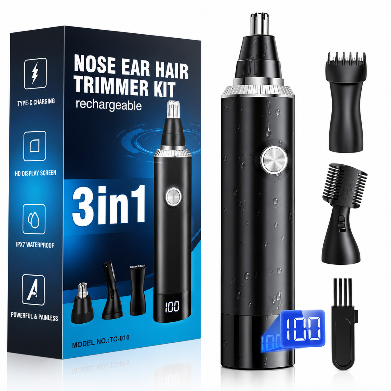 3-in-1 Professional Painless Rechargeable Trimmer for Men & Women