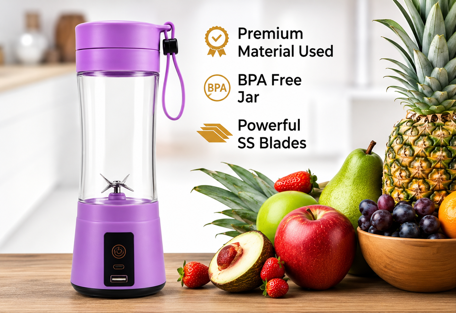 Portable and Rechargable  Blender Bottle