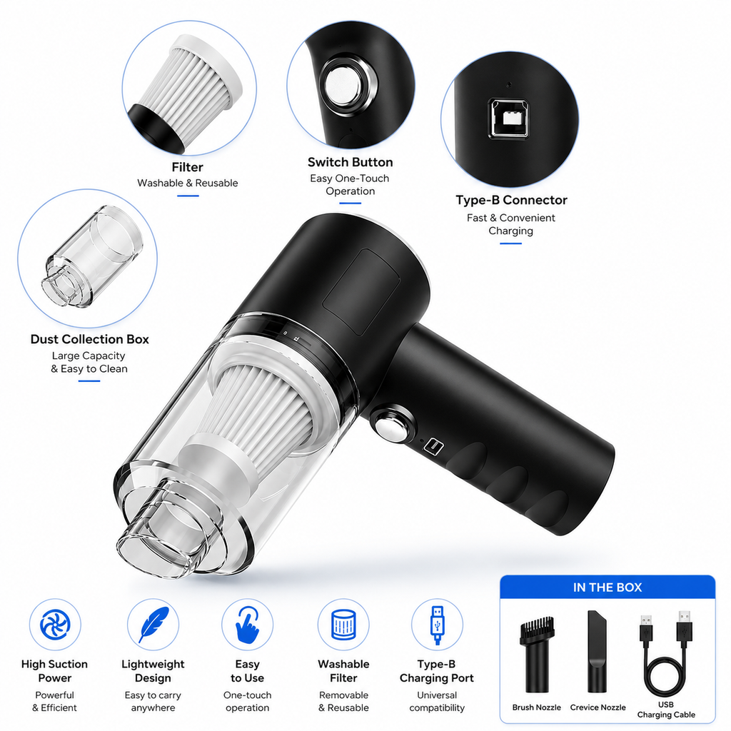 Portable Handheld Vaccum Cleaner for Car & Home