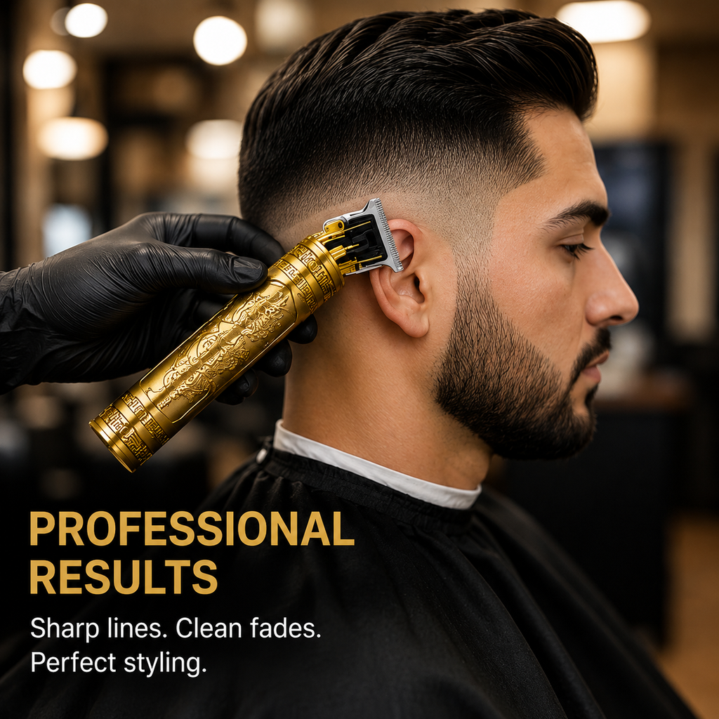 Vintage T9 Professional Hair & Beard Trimmer for Men – USB Rechargeable Cordless Grooming Kit