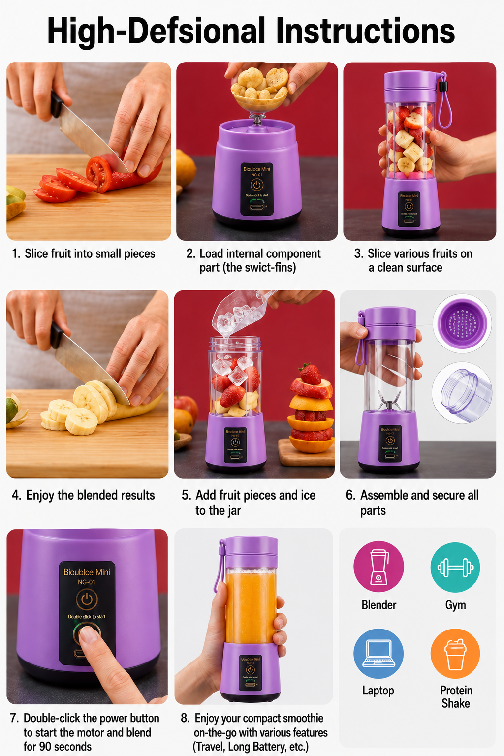 Portable and Rechargable  Blender Bottle